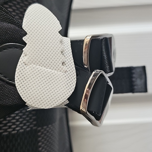 FAUX LEATHER Black and Gray Checkered Men's Backpack - Picture 5 of 7